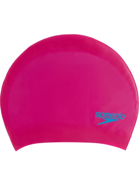 Speedo Junior Long Hair Swim Cap - Begonia Pink/Lapis Blue