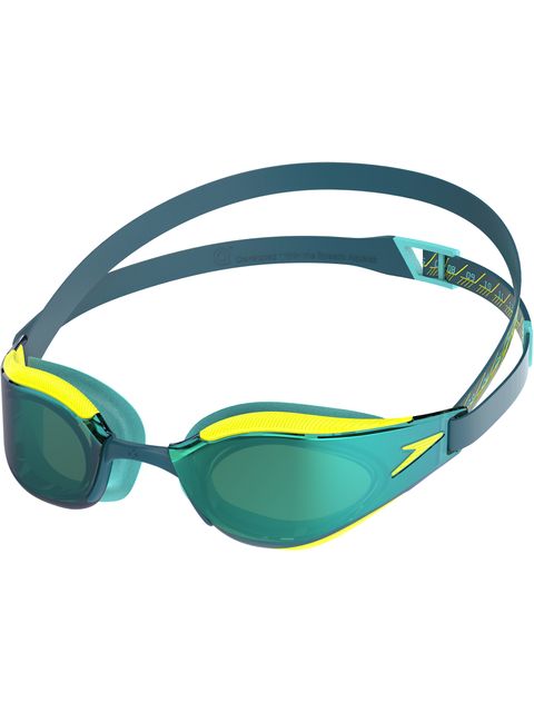 Speedo Fastskin Hyper Elite Goggles - Emerald Mirror/Hyper Yellow/Steel