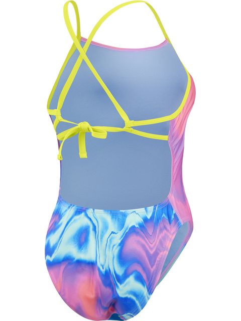 Speedo Tie Back One Piece - Peach/Purple/Blue