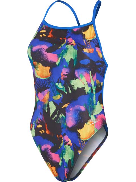 Speedo V-Back One Piece - Black/Indigo/Orchid