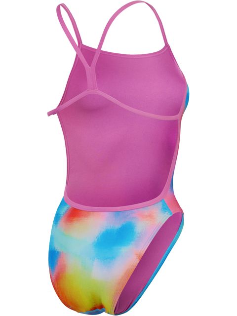 Speedo V-Back One Piece - Pink/Lemon/Blue