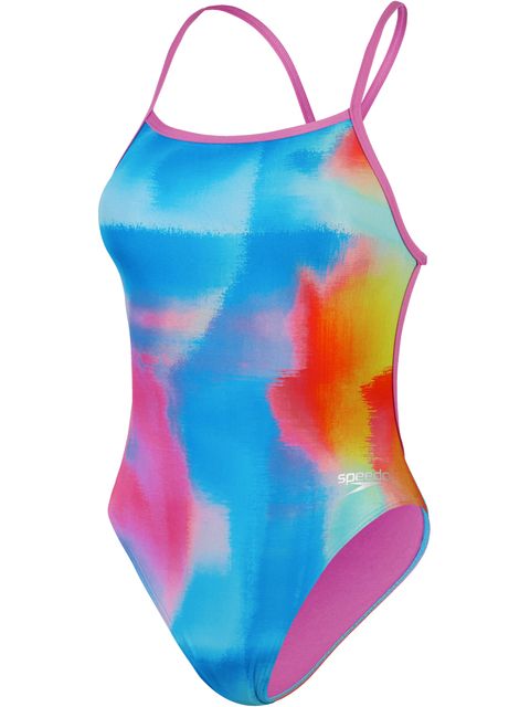 Speedo V-Back One Piece - Pink/Lemon/Blue