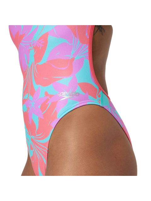 Speedo Allover Digital V Back One Piece - Kaluna Floral/Arctic Glass