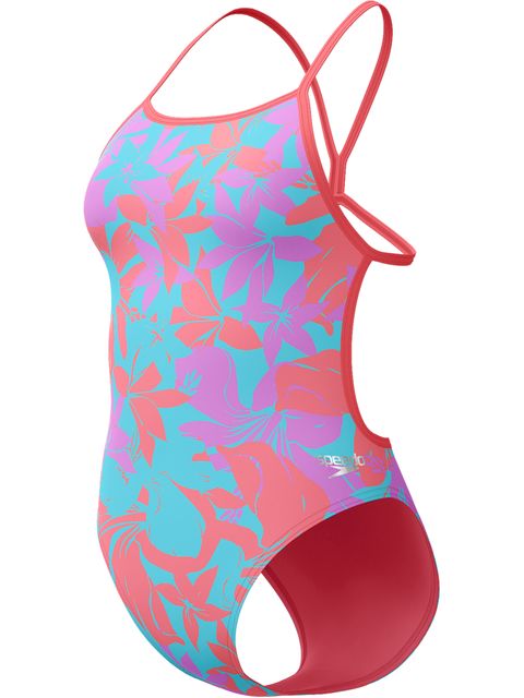 Speedo Allover Digital V Back One Piece - Kaluna Floral/Arctic Glass