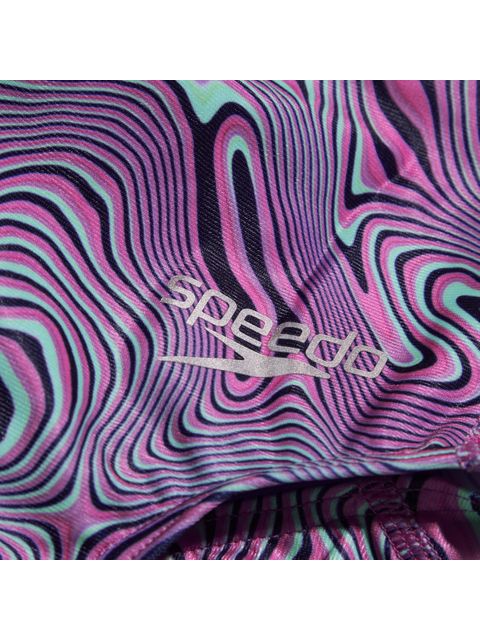 Speedo V-Back One Piece - Navy/Orchid/Green