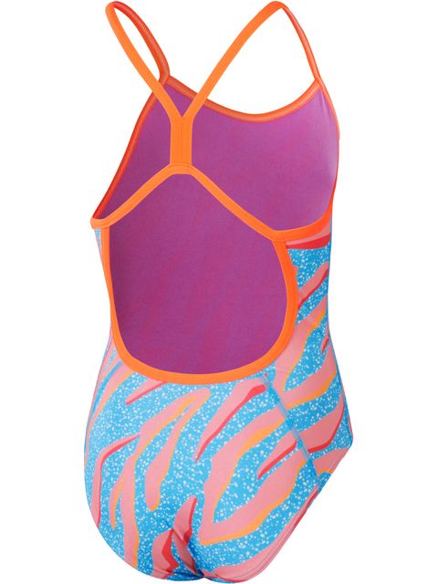 Speedo V-Back One Piece - Pink/Blue/Red