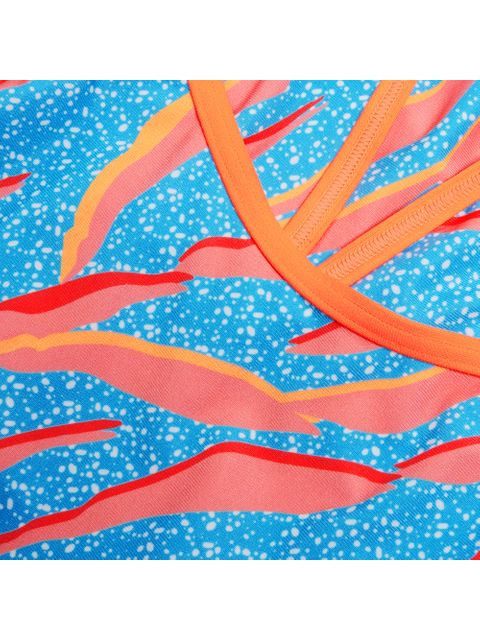 Speedo V-Back One Piece - Pink/Blue/Red