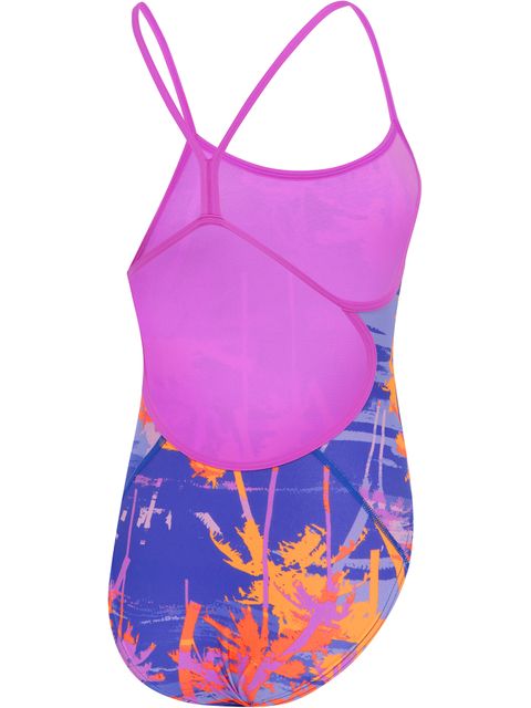 Speedo Allover Digital V Back One Piece - Makaha Palms/Cobalt Pop