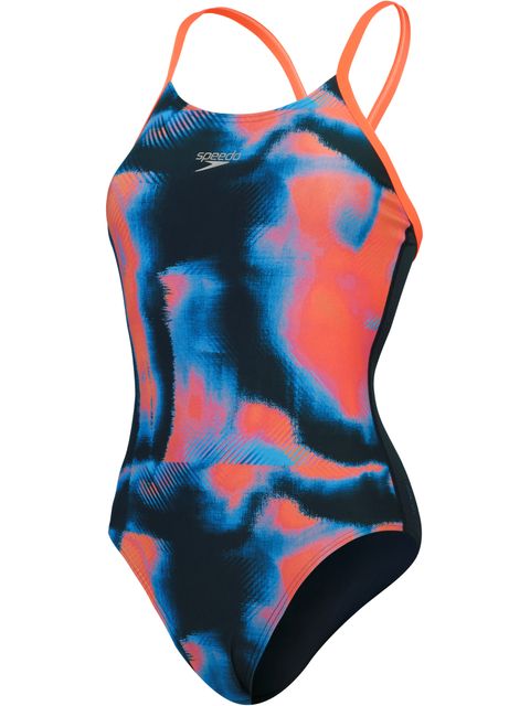 Speedo Fixed Crossback One Piece - Navy/Red/Blue