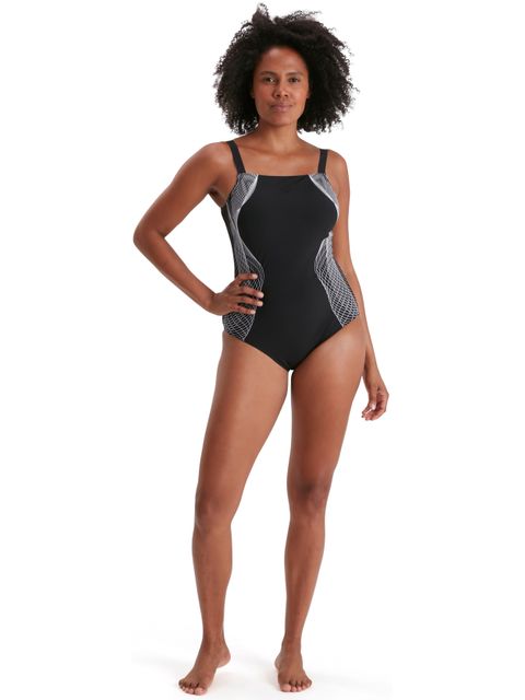 Speedo Crystal Luxe Shaping One Piece - Black/White