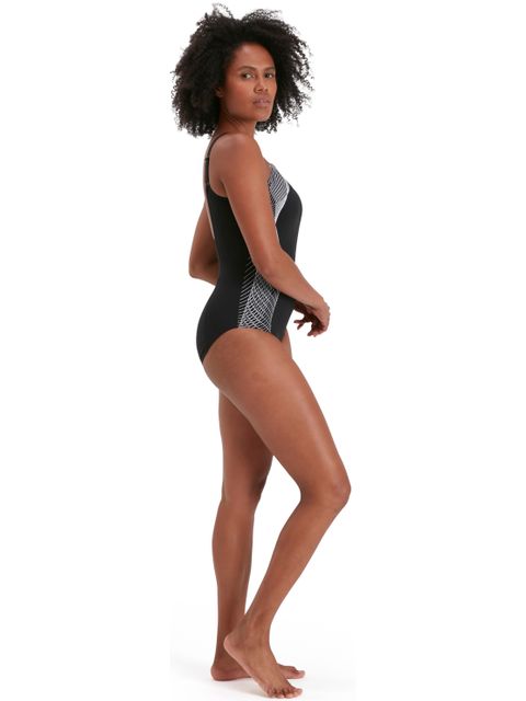 Speedo Crystal Luxe Shaping One Piece - Black/White