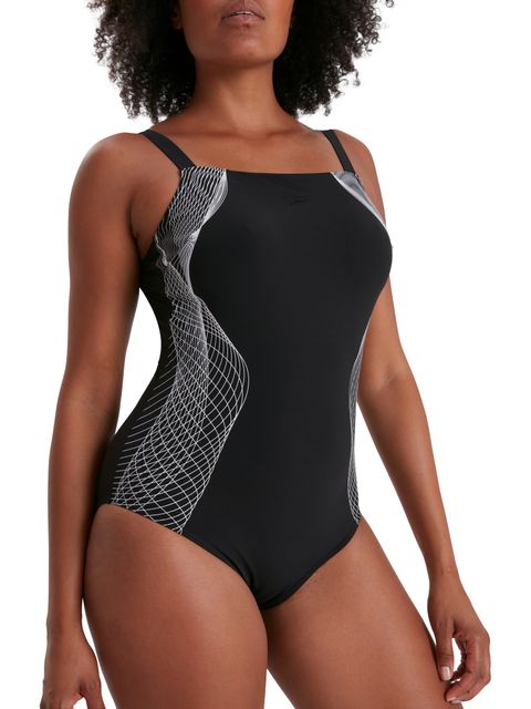 Speedo Crystal Luxe Shaping One Piece - Black/White