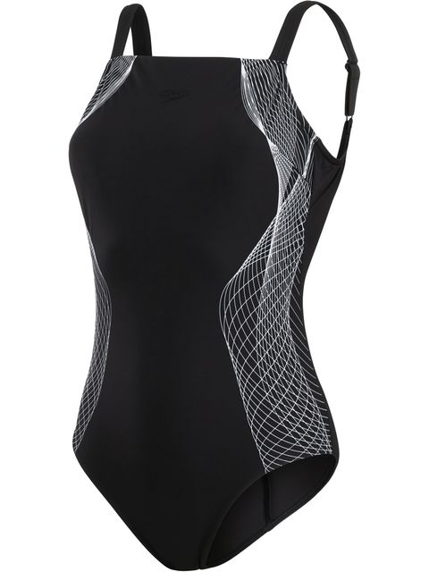 Speedo Crystal Luxe Shaping One Piece - Black/White