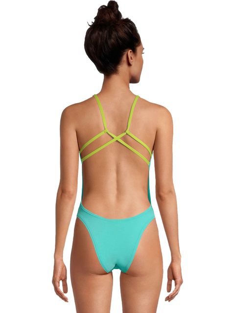 Speedo Solid Strappy Fixed Back One Piece - Turquoise