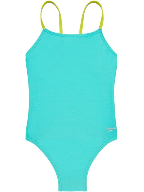Speedo Solid Strappy Fixed Back One Piece - Turquoise