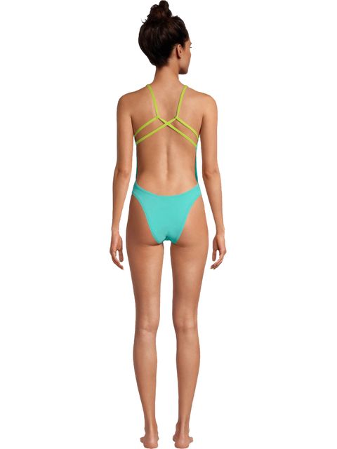 Speedo Solid Strappy Fixed Back One Piece - Turquoise