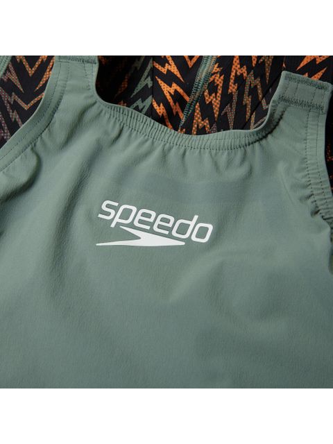 Speedo Fastskin Junior LZR Ignite Openback Kneeskin - Green/Black/Nectarine
