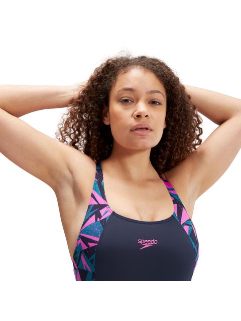 Speedo Splice Muscleback One Piece - Hyperboom/Navy/Orchid