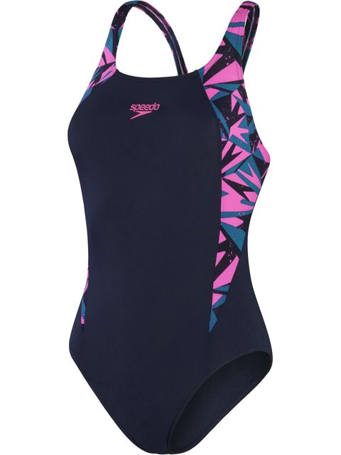 Speedo Splice Muscleback One Piece - Hyperboom/Navy/Orchid