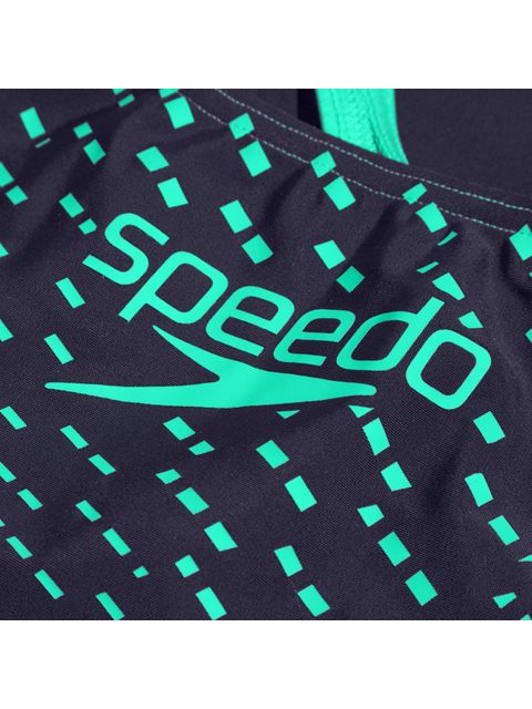 Speedo Medley Logo One Piece - Navy/Green