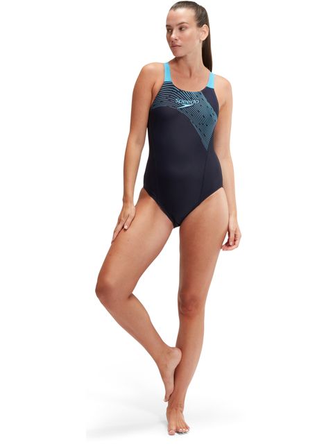 Speedo Medley Logo One Piece - Navy/Blue