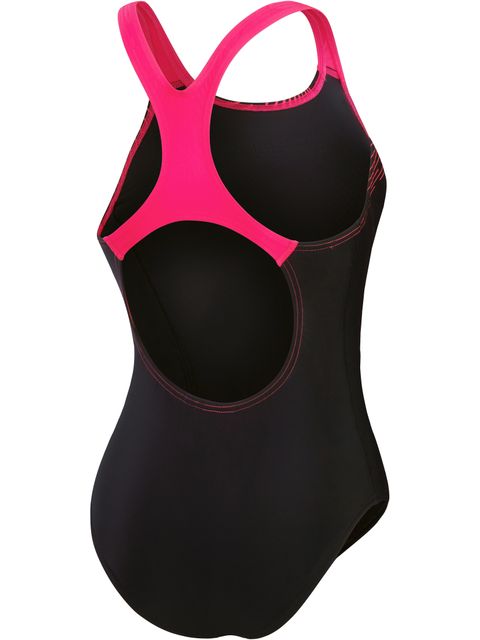 Speedo Medley Logo One Piece - Black/Pink