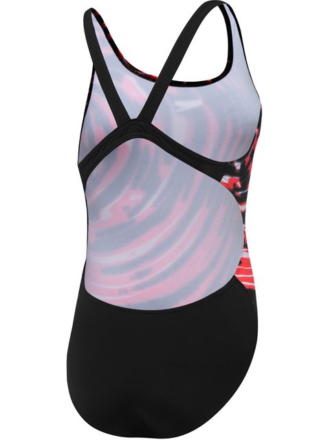 Speedo Leaderback One Piece - Black/Neon Cherry
