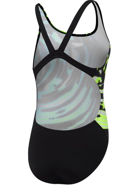 Speedo Leaderback One Piece - Black/Safety Yellow