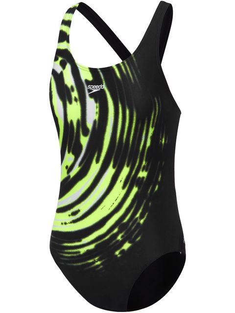 Speedo Leaderback One Piece - Black/Safety Yellow