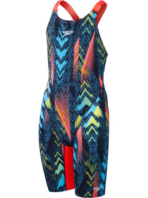 Speedo Fastskin Junior Endurance+ Max Openback Kneeskin - Teal/Blue/Red