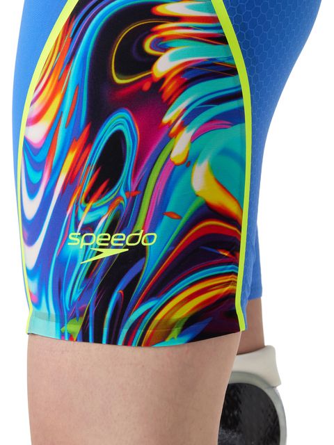 Speedo Fastskin LZR Pure Intent 2.0 Openback Kneeskin - Molten Blur/Cobalt/Hyper Yellow