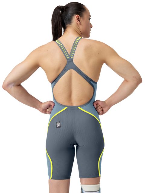 Speedo Fastskin LZR Pure Intent 2.0 Openback Kneeskin - Grey Lead/Arcadia Blue/Hyper Yellow