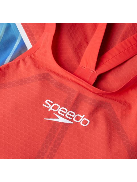 Speedo Fastskin LZR Pure Intent 2.0 Openback Kneeskin - Red/Blue/Snow