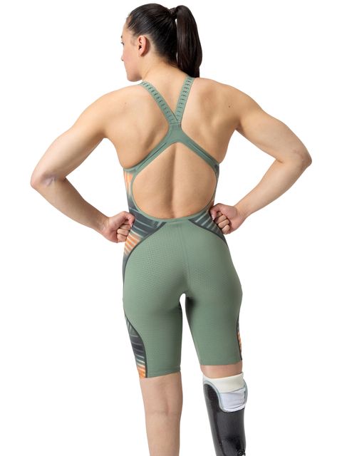 Speedo Fastskin LZR Pure Intent 2.0 Openback Kneeskin - Green/Nectarine/Iridescent