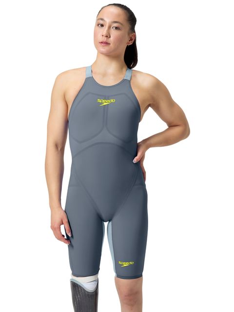 Speedo Fastskin LZR Pure Valor 2.0 Openback Kneeskin - Grey Lead/Arcadia Blue