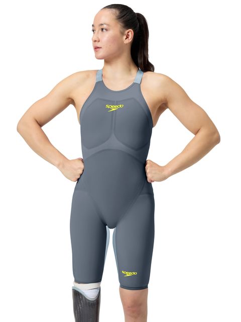 Speedo Fastskin LZR Pure Valor 2.0 Closedback Kneeskin - Grey Lead/Arcadia Blue