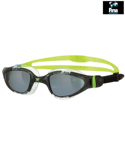 Zoggs Aqua-Flex Titanium Black, Clear & Lime Smoke Lens Goggles 2