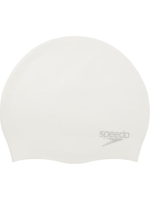 Speedo Plain Moulded Swim Cap - White/Silver