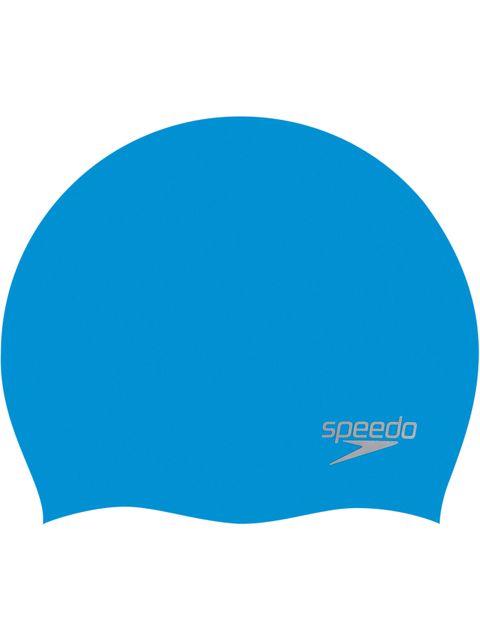 Speedo Plain Moulded Swim Cap - Blue/Chrome
