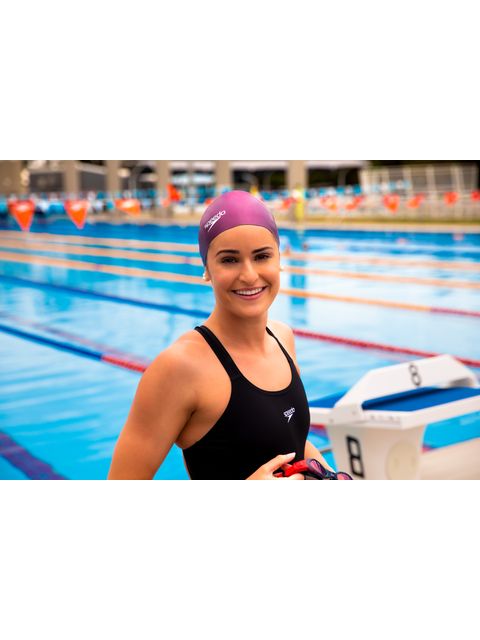 Speedo Plain Moulded Swim Cap - Deep Plum