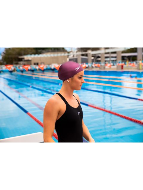 Speedo Plain Moulded Swim Cap - Deep Plum