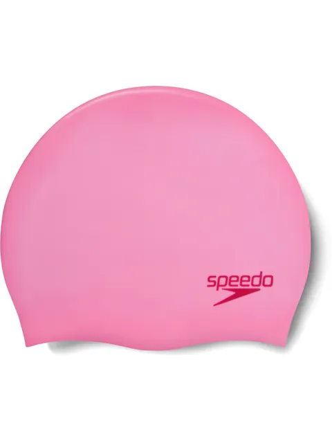 Speedo Junior Plain Moulded Swim Cap - Flamingo Pink/Electric Pink