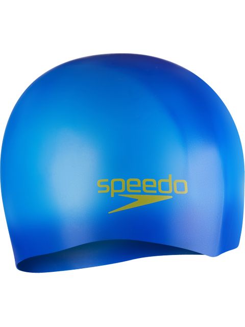 Speedo Junior Plain Moulded Swim Cap - Fluro Arctic/Green Glow