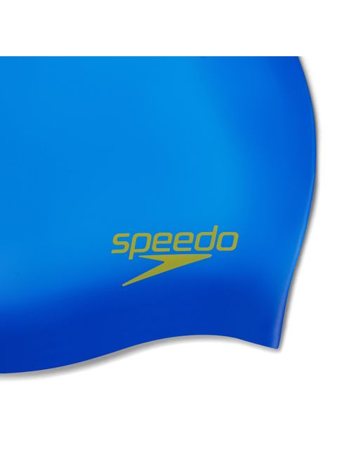 Speedo Junior Plain Moulded Swim Cap - Fluro Arctic/Green Glow