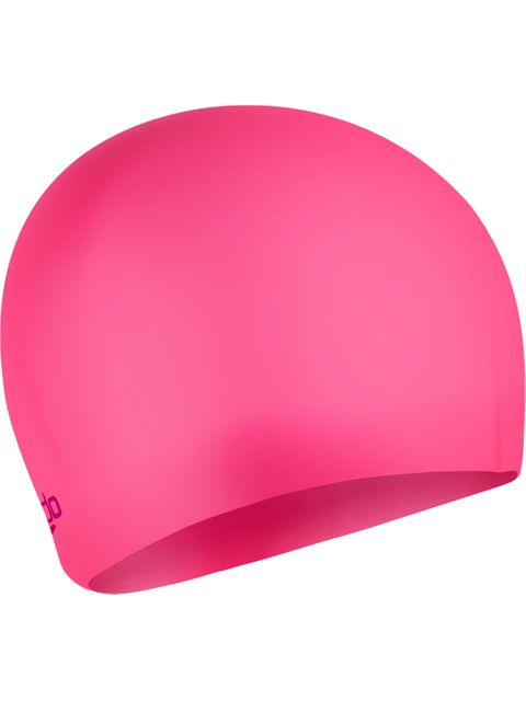Speedo Junior Plain Moulded Swim Cap - Flare Pink/Wineberry
