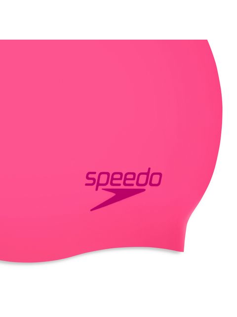 Speedo Junior Plain Moulded Swim Cap - Flare Pink/Wineberry