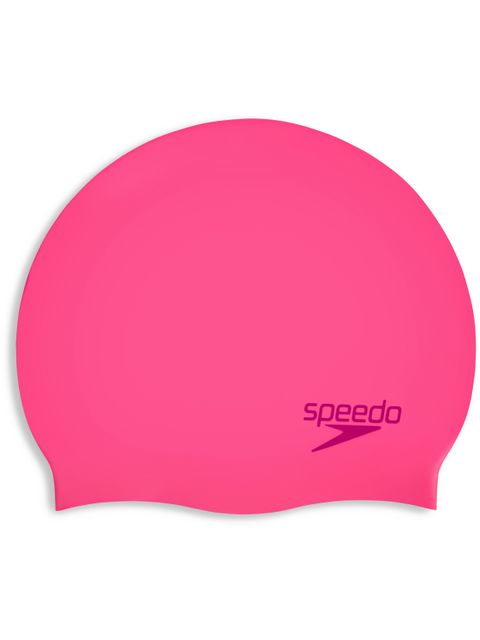 Speedo Junior Plain Moulded Swim Cap - Flare Pink/Wineberry