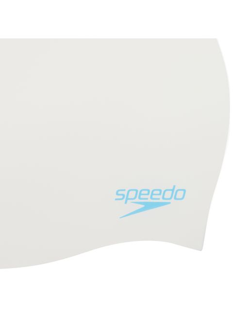 Speedo Junior Plain Moulded Swim Cap - White/Aqua Splash