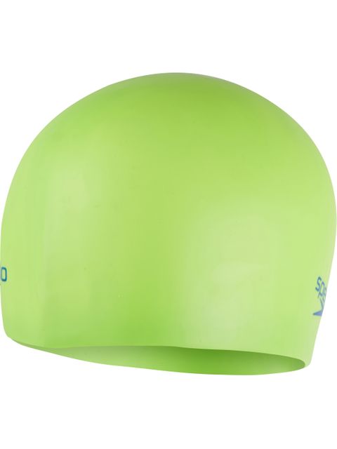 Speedo Junior Plain Moulded Swim Cap - Citrus Green/Beautiful Blue