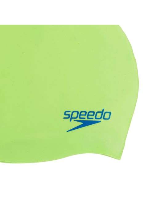 Speedo Junior Plain Moulded Swim Cap - Citrus Green/Beautiful Blue
